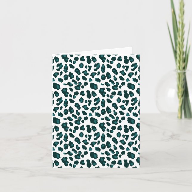 Modern Teal Leopard-utskrift mönstrad Tack Kort (Framsida)
