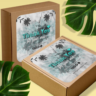 Modern Teal Metallic Tack Customer Business Fyrkantigt Klistermärke