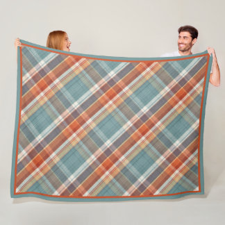 Modern Teal Mörk blått Orange Vit Play Mönster Fleecefilt