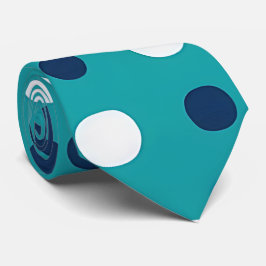 Modern Teal & Navy Polka Dot Neck Tie Slips