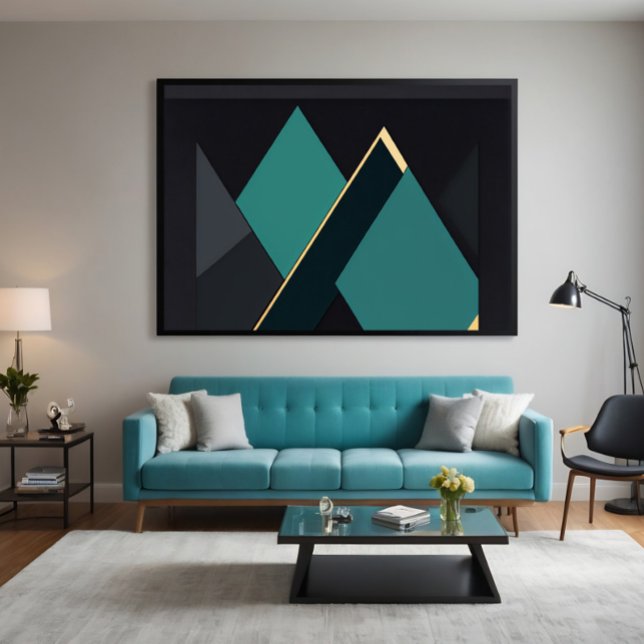 Modern Teal och Guld Geometrisk Abstrakt Canvastryck (Skapare uppladdad)