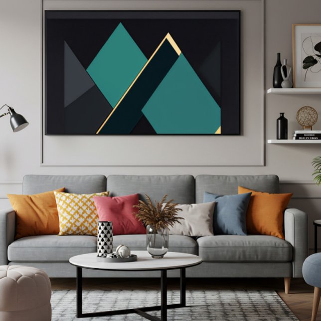 Modern Teal och Guld Geometrisk Abstrakt Poster (Skapare uppladdad)