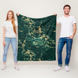 Modern Teal och Guld Marble Mönster Fleecefilt