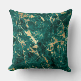 Modern Teal och Guld Marble Mönster Kudde