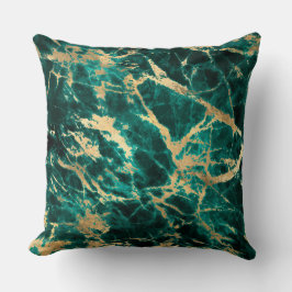 Modern Teal och Guld Marble Mönster Kudde