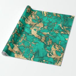 Modern Teal och Guld Marble Mönster Presentpapper