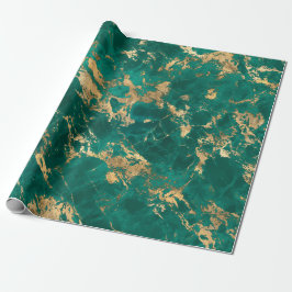 Modern Teal och Guld Marble Mönster Presentpapper