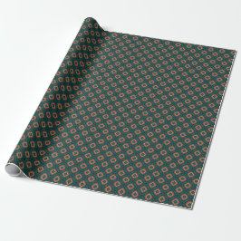 Modern teal och koral Geometric Diamond Mönster Presentpapper