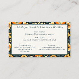 Modern Teal och Orange Blommig Design Tilläggskort