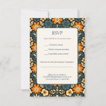 Modern teal och orange blomsterdesign