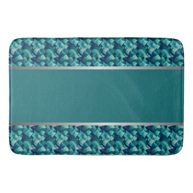 Modern Teal och Silver Abstrakt Badrumsmatta (Framsidan)