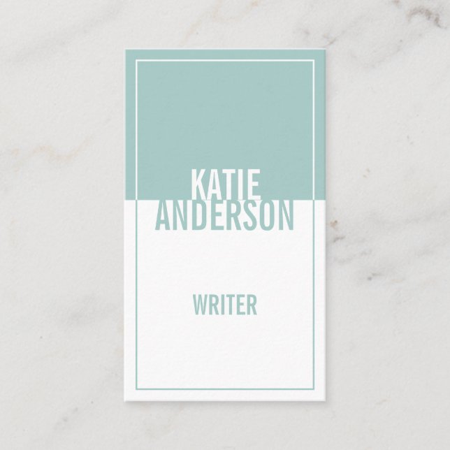 Modern teal och vit enkel geometrisk minimalist visitkort (Framsida)