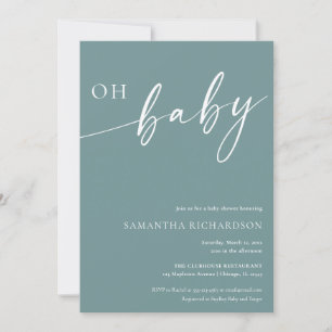 Modern teal Oh Baby könsneutrala dusch Inbjudningar