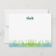 Modern Teal Ombre Glitter Drives Script Monogramme