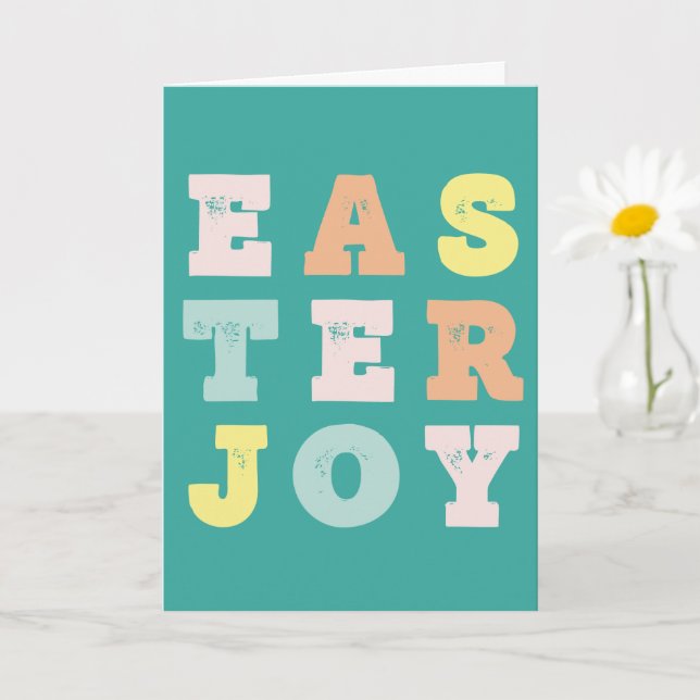 Modern Teal Påsk Joy Kort (Liten växt)