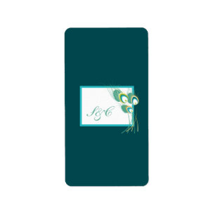Modern Teal Peacock Bröllop Hersheys ministerium Adressetikett