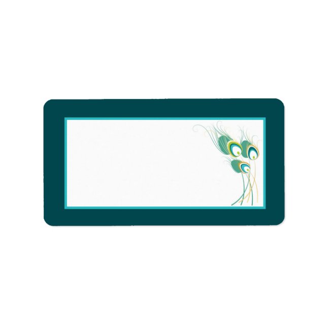 Modern Teal Peacock Bröllop Mailing Adress Adressetikett (Framsidan)