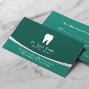 Modern Teal Professionell Dental Care Möte Tidsbeställning Kort