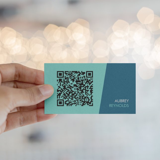 Modern Teal QR-kod Namn Kort (Skapare uppladdad)