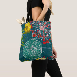 Modern Teal & Red Abstract Tygkasse