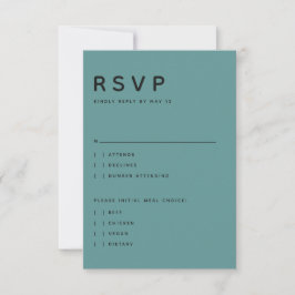 Modern Teal Redaktionell Versaler RSVP-kort OSA Kort