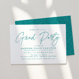 Modern Teal Script Examensfest Inbjudningar