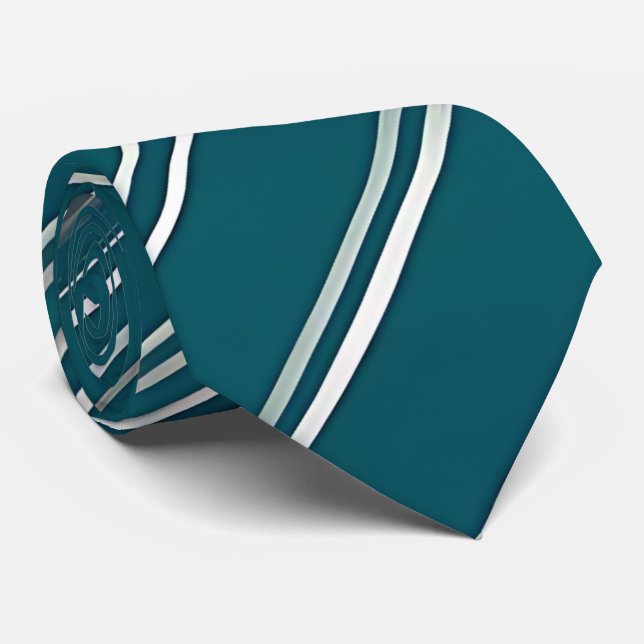Modern Teal & Silver Diagonal Rand Neck Tie Slips (Rullad)