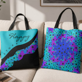 Modern Teal Svart Och Lila Våg Tygkasse