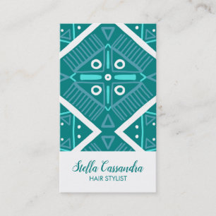 Modern Teal Tile Boho Geometric Mönster Visitkort
