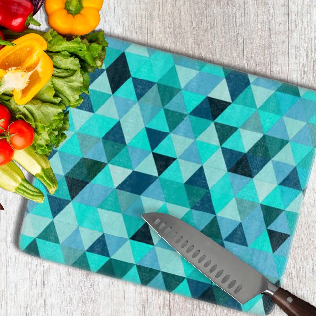 Modern Teal Triangles Mönster (Modern Teal Triangles Pattern Cutting Board by Looly Elzayat
)