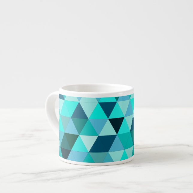 Modern Teal Triangles Mönster Espressomugg (Framsida vänster)