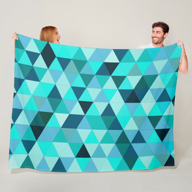 Modern Teal Triangles Mönster Fleecefilt (På plats)