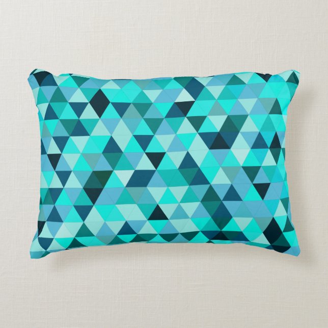 Modern Teal Triangles Mönster Prydnadskudde (Framsidan)