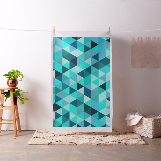 Modern Teal Triangles Mönster Tyg (In Situ)