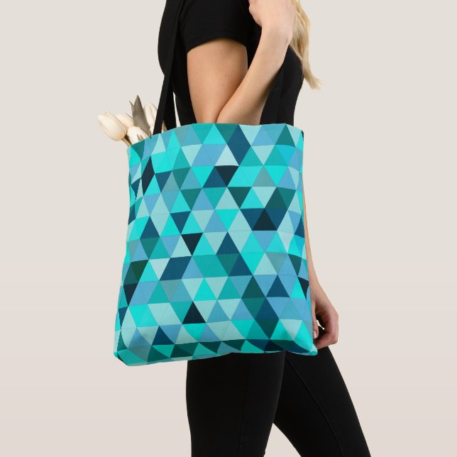 Modern Teal Triangles Mönster Tygkasse (Närbild)