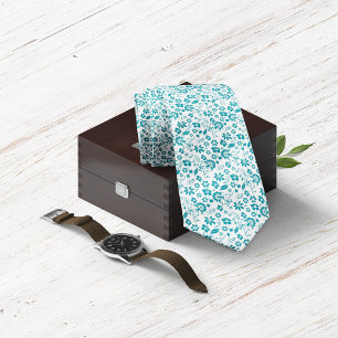 Modern Teal Turcos Blue-Blommönster Slips