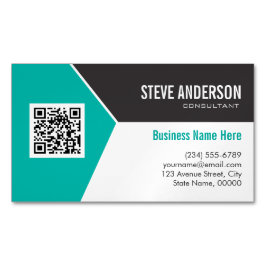 Modern Teal Turcos Corporate QR Code Logotyp Visitkortmagnet