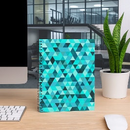 Modern Teal Turquoise Geometric Triangles Pattern Anteckningsbok