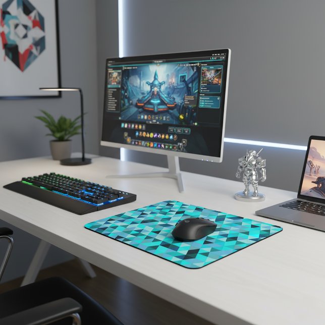 Modern Teal Turquoise Geometric Triangles Pattern Musmatta (Modern Teal Turquoise Geometric Triangles Pattern Mouse Pad)