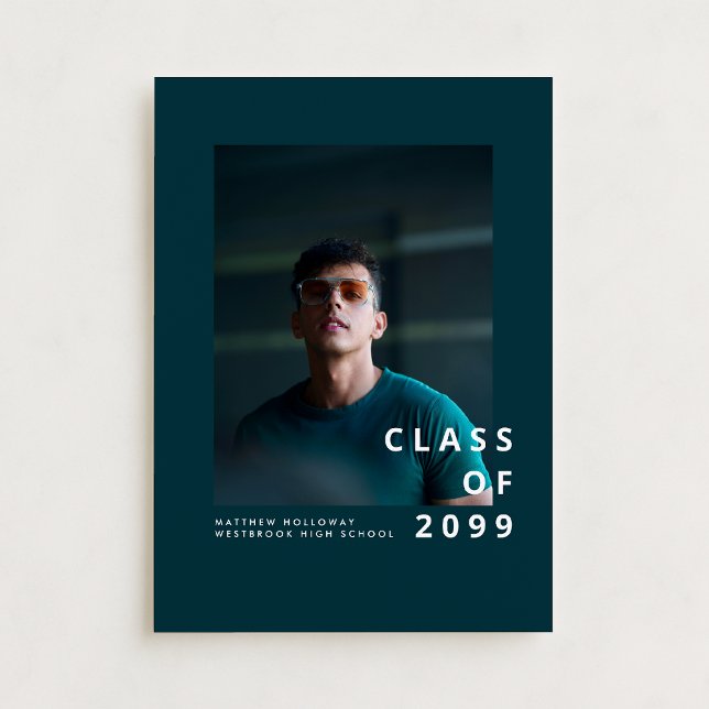 Modern Teal-typografi Examenstillkännagivande Inbjudningar (Skapare uppladdad)