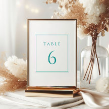 Modern Teal Typography Bröllop Bordsnummer Sign