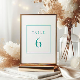 Modern Teal Typography Bröllop Bordsnummer Sign