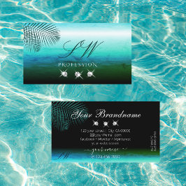 Modern Teal Watercolor Handflatan Löv Juels Initia Visitkort