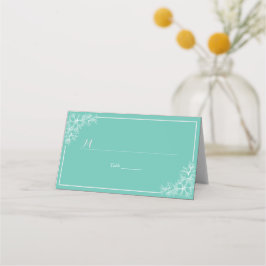 Modern Teal White Blommigt Bordsnummer Seating Nam Placeringskort