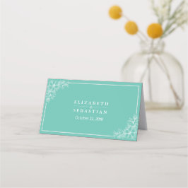 Modern Teal White Blommigt Bordsnummer Seating Nam Placeringskort