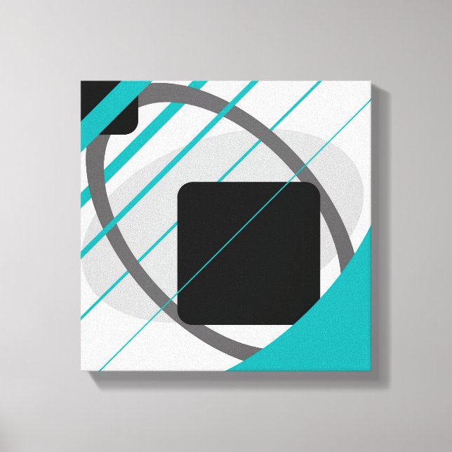 Modern Tealgrå Svart Offwhite - Lindad Canvas (Framsida)