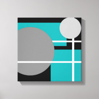 Modern Tealgrå Svart Vit - Lindad Canvas