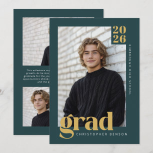 Modern Tealgrön Guld 2026 Foto Examen Inbjudningar
