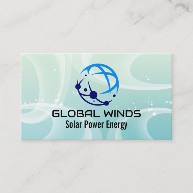 Modern Tech Globe Logo | Sol Vind Bakgrund Visitkort (Framsida)