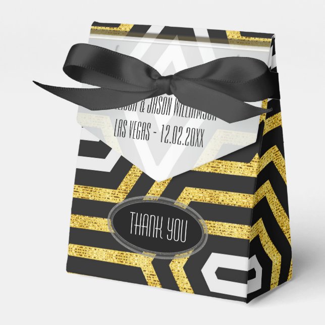 Modern Tech Guld Glamour Design Party Favor Box Presentaskar (Framsidan Sidan)